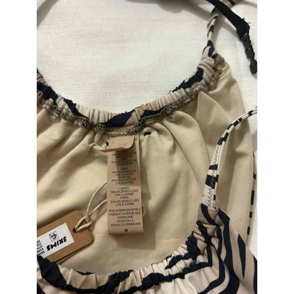 Skims NWT Triangle Top Black & Champagne Tiger Bikini Bottom Size Medium